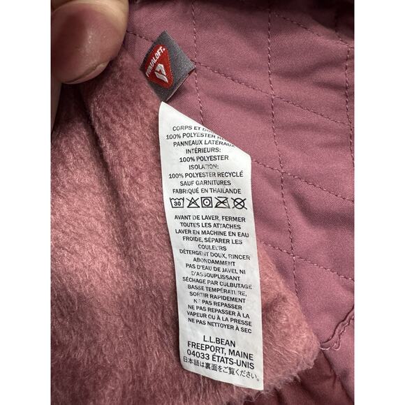 LL Bean Womens Fleece Lined PrimaLoft Vest Storm Maroon Outdoor M PET Quilted - Picture 3 of 6